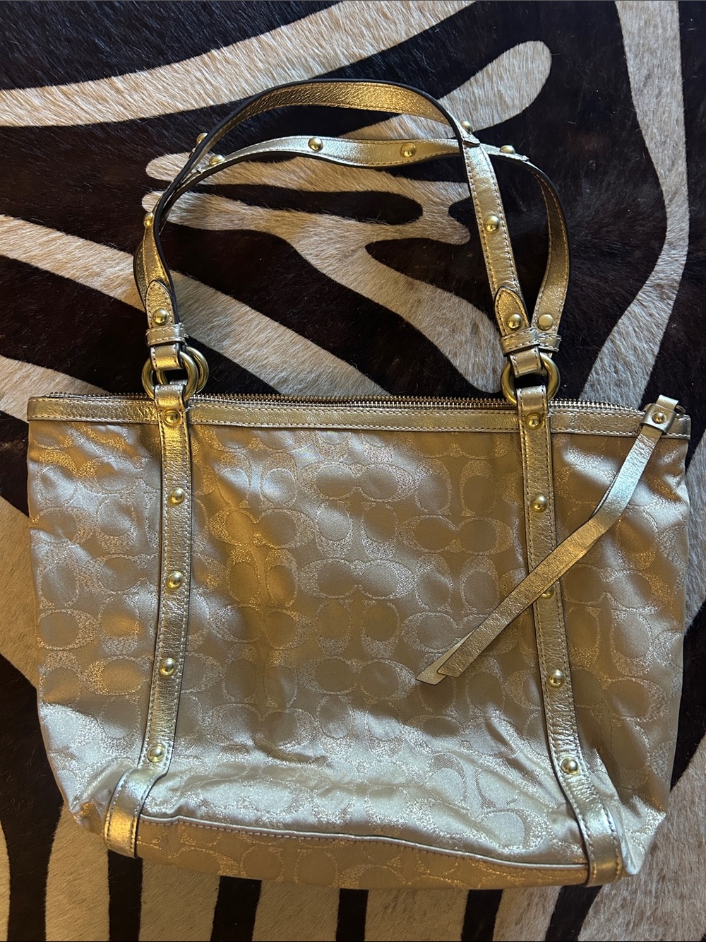 Coach Metallic Gold Signature Tote